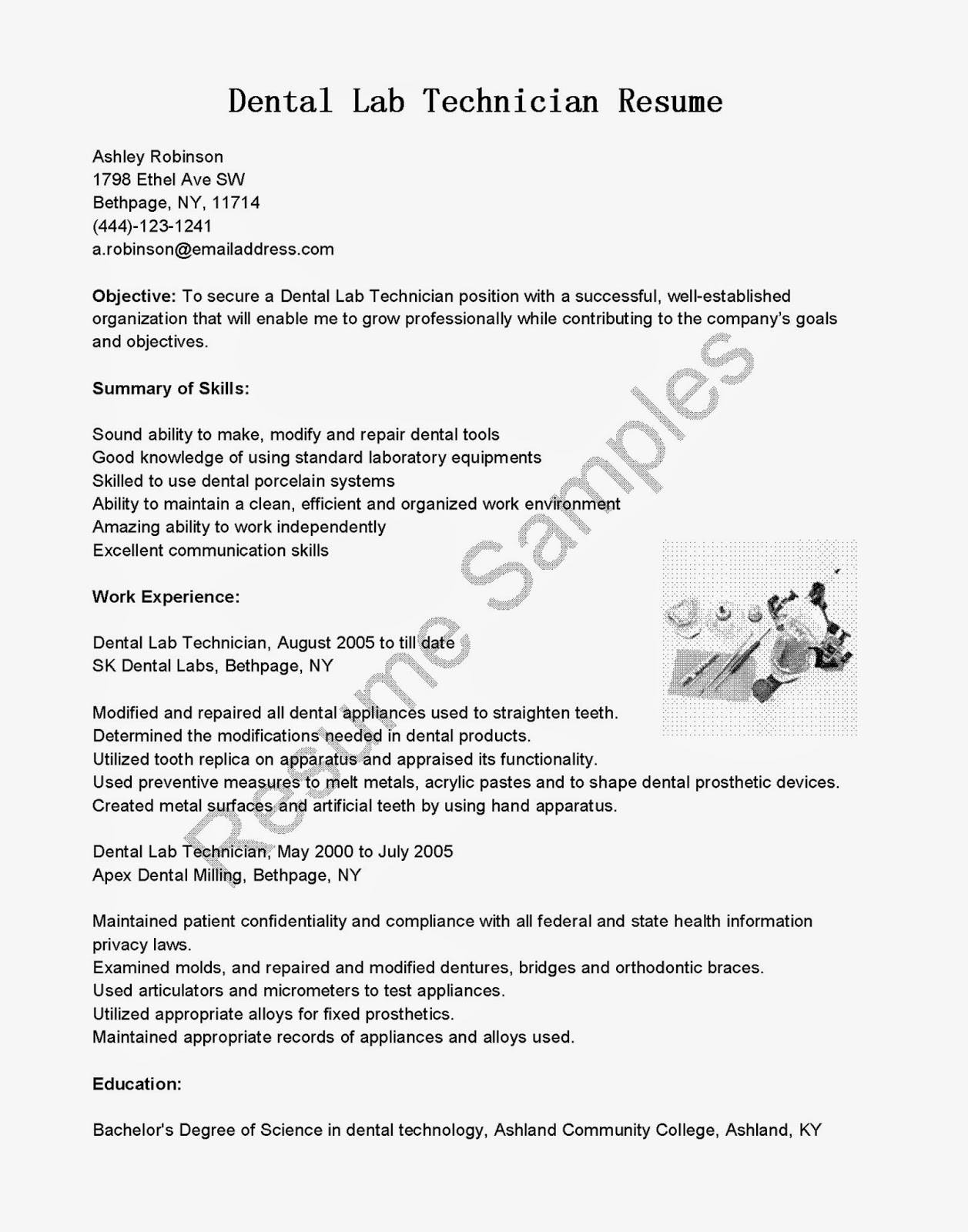 Sample resume of computer technician